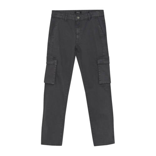 Rellix denim loose cargobroek antraciet Grijs Jongens Stretchdenim Effen