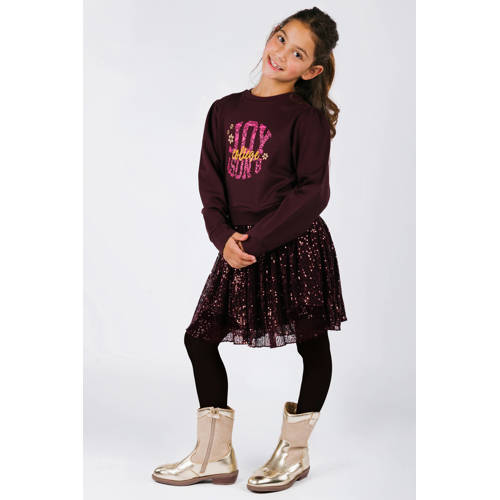 B.Nosy midi jurk met pailletten donkerrood Meisjes Polyester Ronde hals - maat 146/152 afbeelding