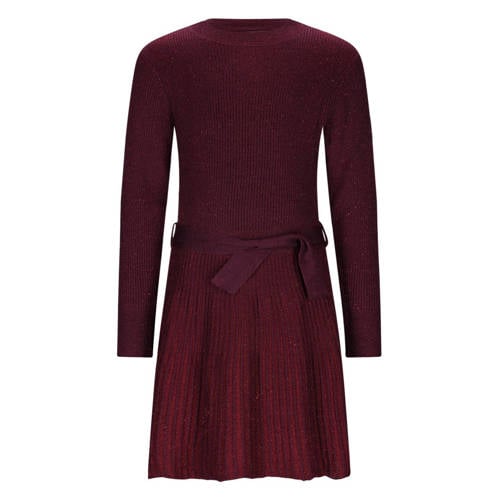 B.Nosy midi jurk met glitter donkerrood Meisjes Polyamide Ronde hals Effen - maat 158/164 afbeelding