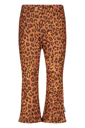 flared legging met panterprint bruin