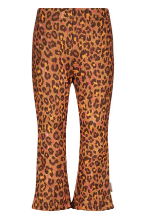 flared legging met panterprint bruin