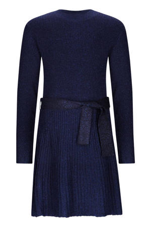 midi jurk rib gebreid donkerblauw