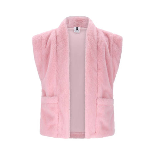 B.Nosy gilet roze Meisjes Imitatiebont Openvallende hals Sterren - maat 134/140 afbeelding