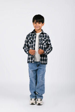 geruit flanellen overshirt donkerblauw