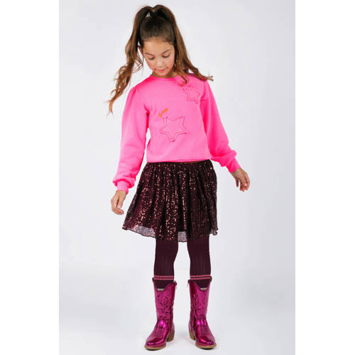 B.Nosy korte rok met pailletten donkerrood Meisjes Polyester Effen - maat 104 afbeelding