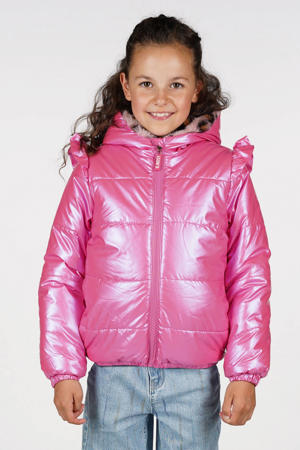 reversible imitatiebont jas roze