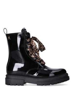 lak veterboots zwart