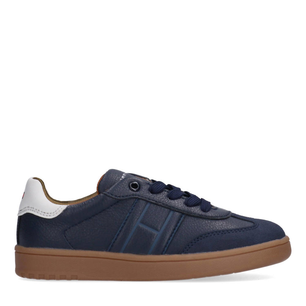Donkerblauwe jongens Tommy Hilfiger sneakers van 100% pu met veters