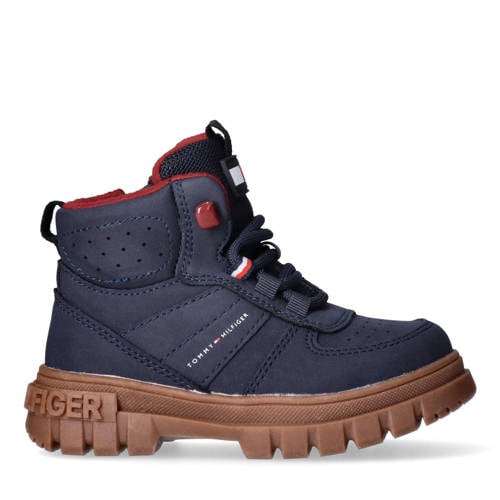 Tommy Hilfiger veterboots donkerblauw Jongens Imitatieleer Logo