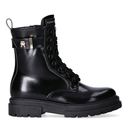 Tommy Hilfiger veterboots zwart Meisjes Imitatieleer Effen