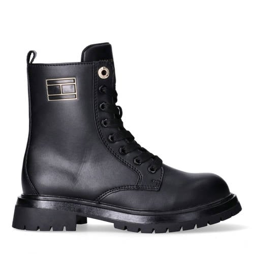 Tommy Hilfiger veterboots zwart Meisjes Imitatieleer Effen