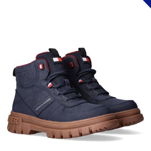 Tommy Hilfiger veterboots donkerblauw Jongens Imitatieleer Logo
