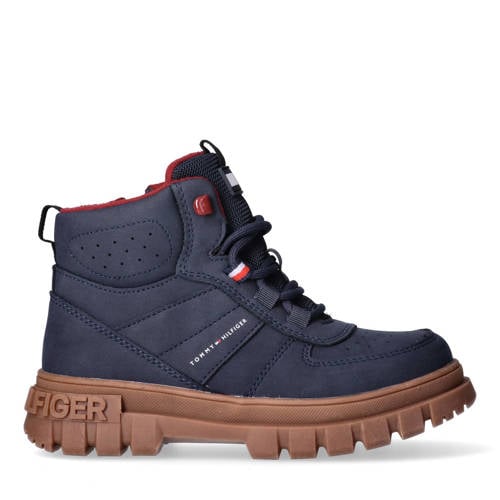 Tommy Hilfiger veterboots donkerblauw Jongens Imitatieleer Logo
