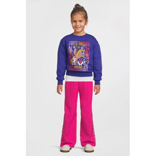 Orange Stars sportieve wide leg broek Celina roze Meisjes Polyester Effen