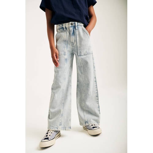 Tumble 'n Dry wide leg jeans light blue denim Blauw Effen - maat 146 afbeelding