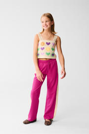 thumbnail: Roze meisjes Shoeby casual broek van polyester met high waist, elastische tailleband met koord en effen