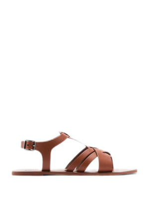   leren sandalen cognac