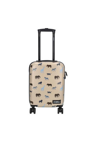 trolley met all-over print 46 cm. beige