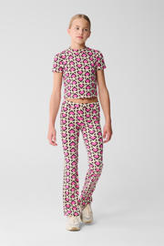 thumbnail: Roze meisjes Shoeby T-shirt van polyester met hartjesprint, korte mouwen en ronde hals