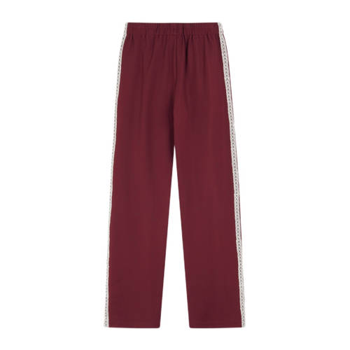 Shoeby wide leg broek met kanten bies donkerrood Meisjes Polyester Effen - maat 134/140 afbeelding