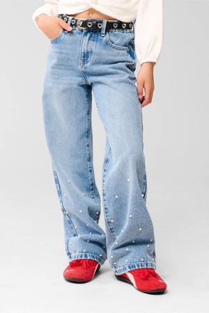 high waist straight leg jeans light blue denim