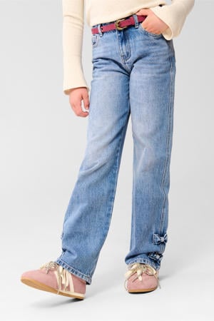 regular high waist straight leg jeans medium blue denim