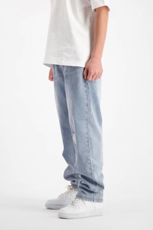 regular waist regular fit jeans met backprint light blue denim
