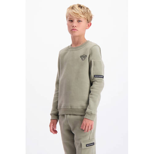 BLACK BANANAS sweater lichtgroen Jongens Katoen Ronde hals Logo