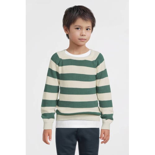 Quapi Mini trui groen gebreid Jongens Katoen Ronde hals Streep