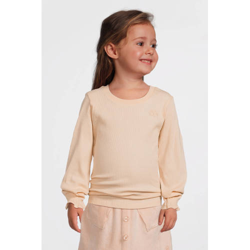 Quapi Mini longsleeve lichtroze rib gebreid Meisjes Stretchkatoen Ronde hals - maat 68 afbeelding