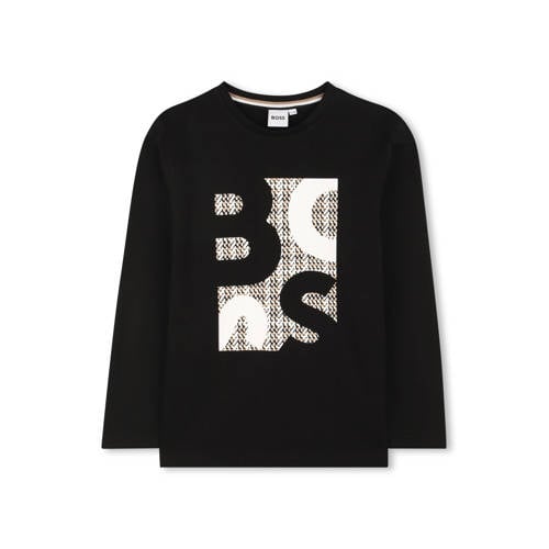 BOSS longsleeve zwart Jongens Katoen Ronde hals Printopdruk - maat 164 afbeelding
