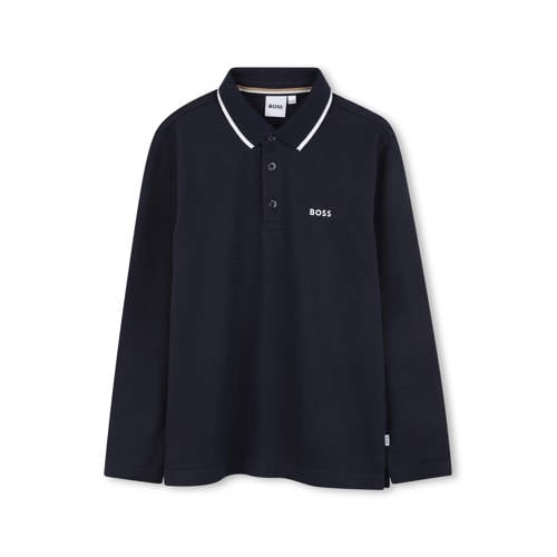 BOSS polo donkerblauw Jongens Katoen Polokraag Effen - maat 170 afbeelding