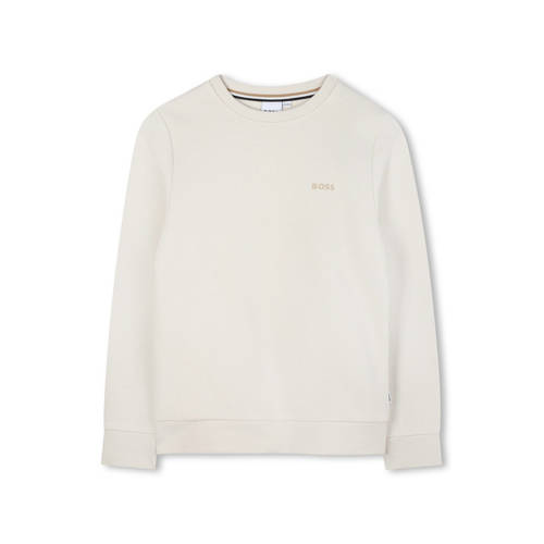 BOSS sweater beige Jongens Katoen Ronde hals Effen - maat 128 afbeelding