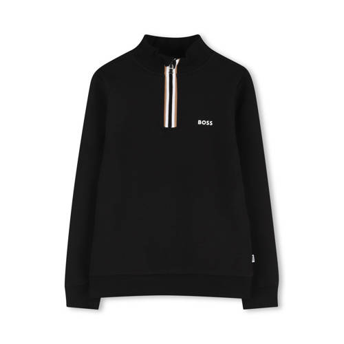 BOSS sweater zwart Jongens Katoen Opstaande kraag Effen - maat 128 afbeelding