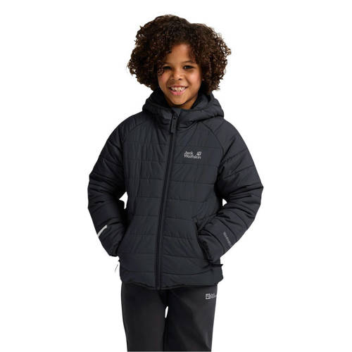 Jack Wolfskin gewatteerde jas Zenon zwart Outdoor jas Jongens/Meisjes Polyether Capuchon - maat 164 afbeelding