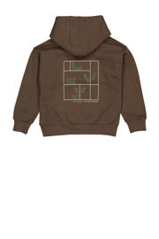 thumbnail: Bruine jongens LEVV hoodie van sweat materiaal met backprint, lange mouwen en capuchon