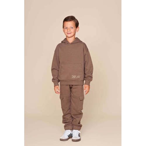 LEVV hoodie met backprint bruin Sweater Backprint