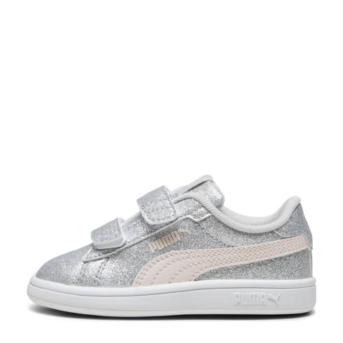 Puma Smash 3.0 Glitz Glam sneakers zilvergrijs/roze Jongens/Meisjes Synthetisch - maat 24 - glitter afbeelding