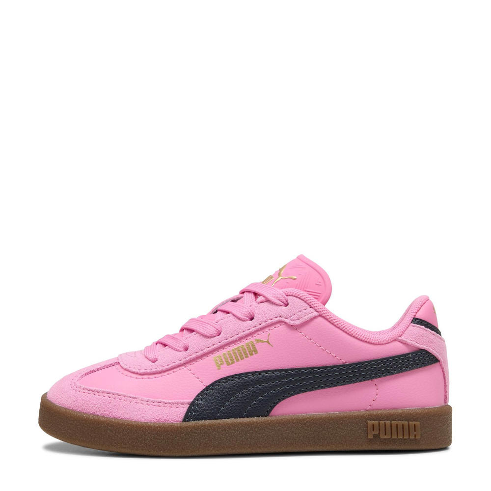Roze en donkerblauwe jongens en meisjes Puma Club suede sneakers II Era met veters