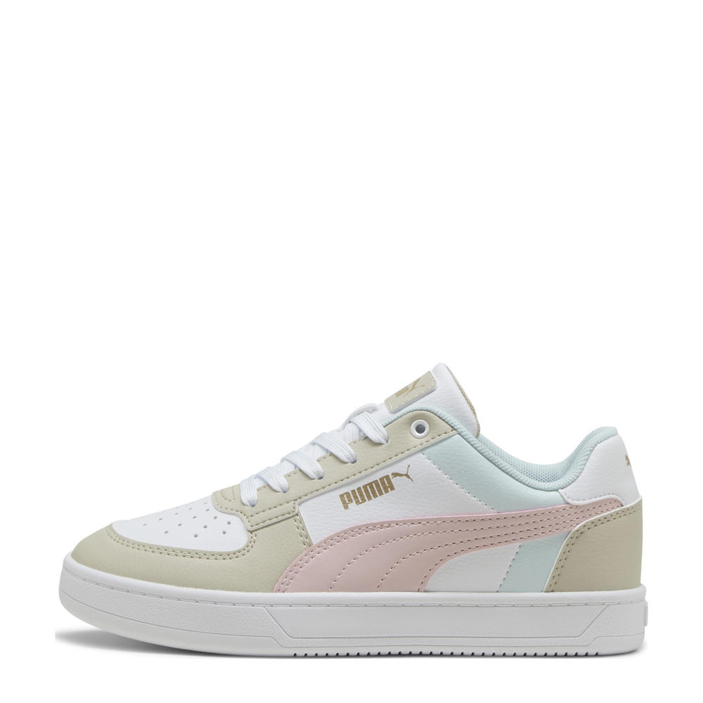 Beige, roze en blauwe jongens en meisjes Puma Caven 2.0 Block sneakers van imitatieleer met veters