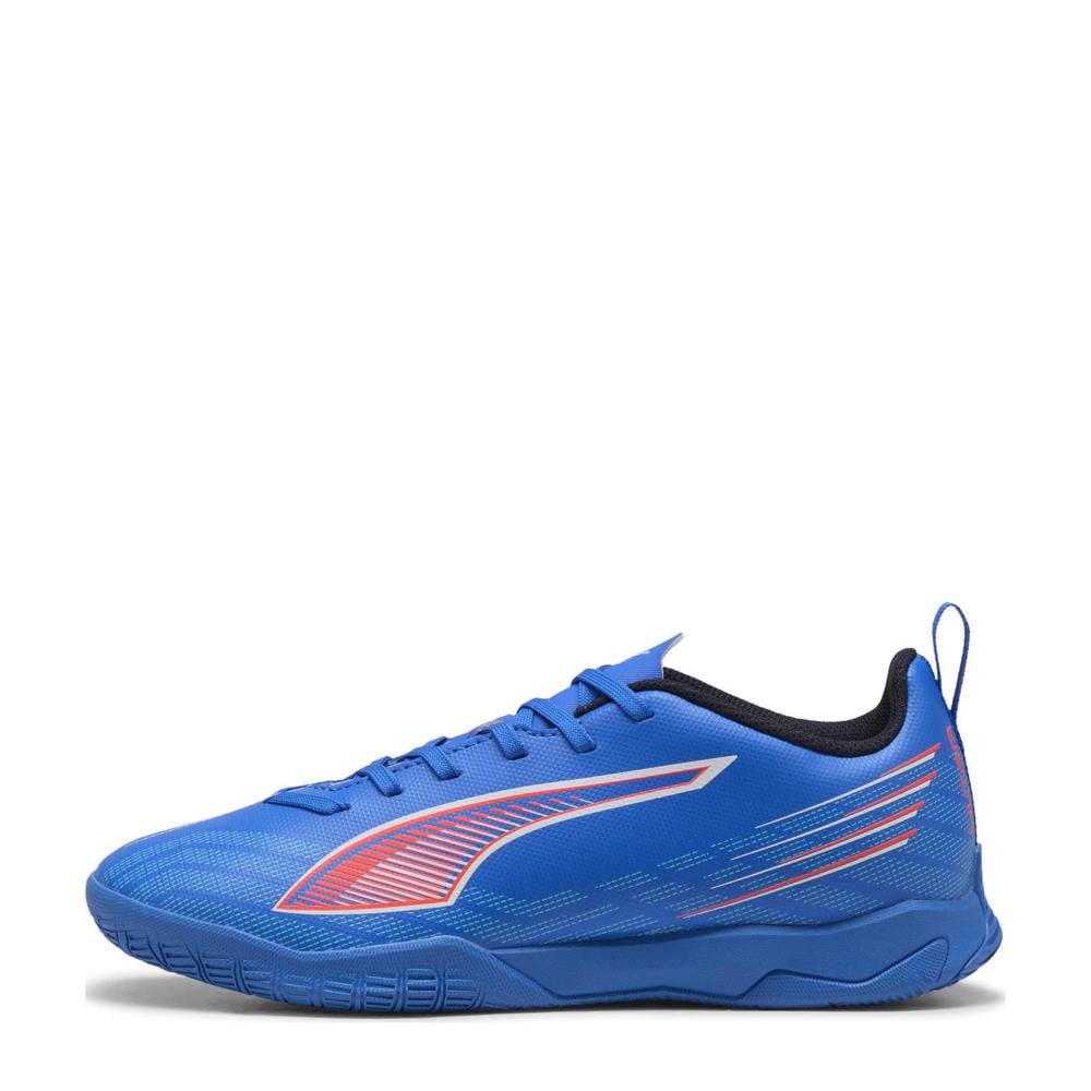 Kobaltblauw, wit en rode jongens en meisjes Puma ULTRA 6 Play IT junior zaalvoetbalschoenen van imitatieleer/voering: mesh/voetbed: eva met veters