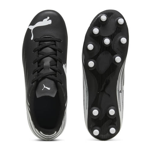 Puma Attacanto II junior voetbalschoenen zwart/wit Jongens/Meisjes Imitatieleer