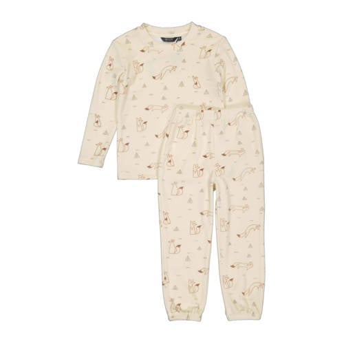 Quapi pyjamaset met all over print ecru Jongens/Meisjes Polyester Ronde hals - maat 92 afbeelding