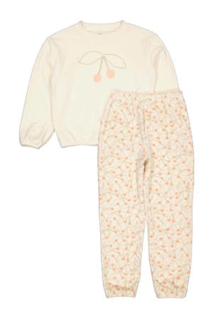 pyjamaset met all over print ecru/oranje