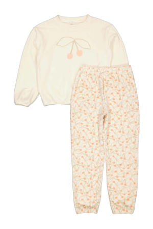 pyjamaset met all over print ecru/oranje