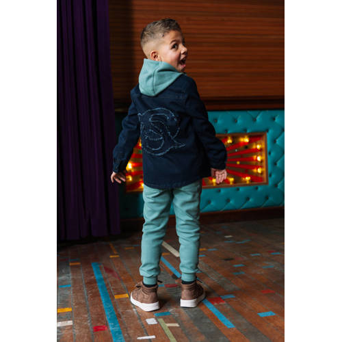 Quapi denim overhemd dark blue denim Blauw Jongens Stretchdenim Klassieke kraag