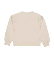 thumbnail: Ecru meisjes LEVV sweater van katoen met effen, lange mouwen, ronde hals en geribde boorden