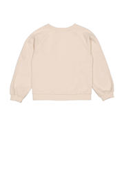 thumbnail: Ecru meisjes LEVV sweater van katoen met effen, lange mouwen, ronde hals en elastische boord