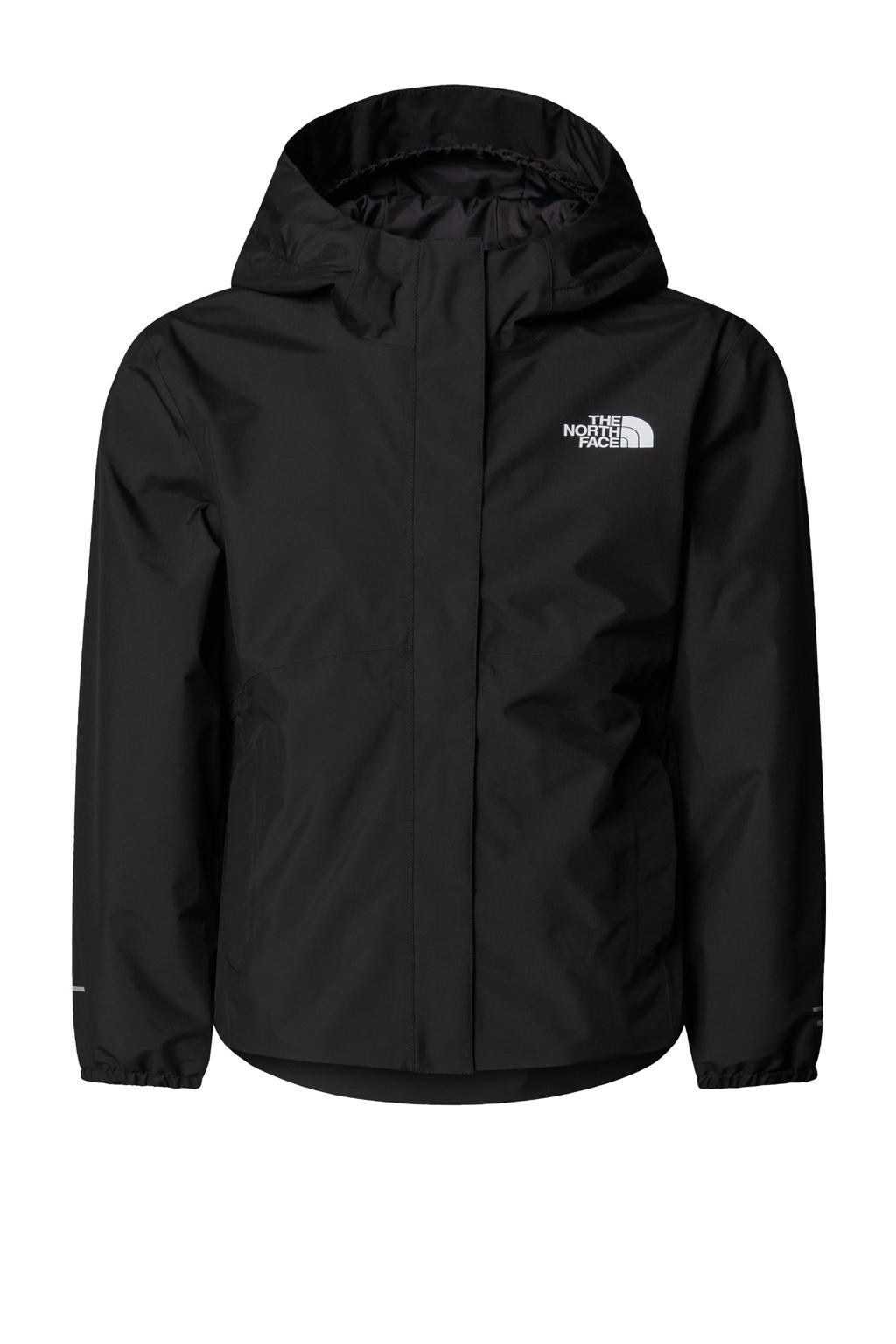 Zwarte jongens en meisjes The North Face jas Antora van polyester met effen, lange mouwen, capuchon en ritssluiting