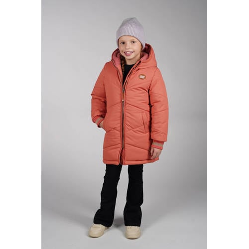 Moodstreet gewatteerde jas roze Meisjes Polyester Capuchon Effen